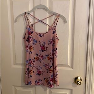 Spaghetti strap pink floral top